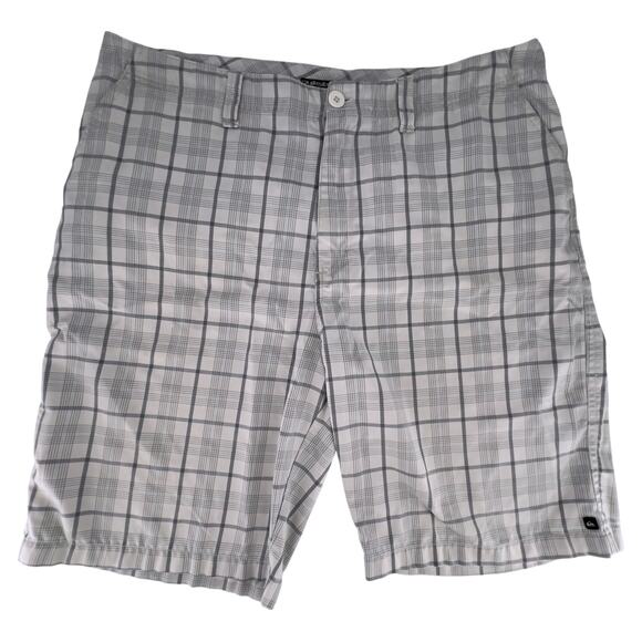 Quicksilver Estilo Plaid Shorts Chino Relaxed Grey Plaid Size 40 - Picture 2 of 15